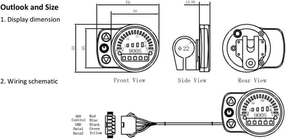 ZYXU Electric 36V/48V 350W 16in 20in 24in 26in 28in 700C E-Bike Conversion Kit KT-900S Conversion Waterproof Kit Bike Hub Motor Conversion Kit,48v350w/front Wheel,16”